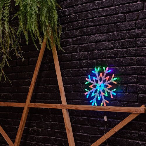 ULD-H4040-048-DTA RGB IP20 SNOWFLAKE Фигура светодиодная Снежинка, 40х40см, Подвесная, 48 светодиодов, RGB свет, Провод прозрачный, TM Uniel - фото 4