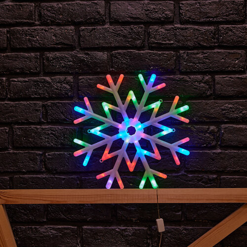 ULD-H4040-048-DTA RGB IP20 SNOWFLAKE Фигура светодиодная Снежинка, 40х40см, Подвесная, 48 светодиодов, RGB свет, Провод прозрачный, TM Uniel - фото 6