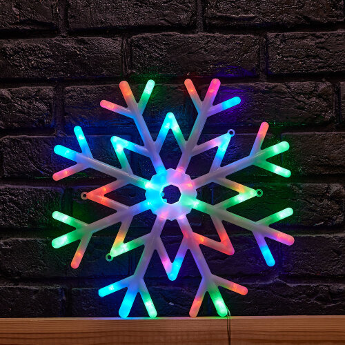 ULD-H4040-048-DTA RGB IP20 SNOWFLAKE Фигура светодиодная Снежинка, 40х40см, Подвесная, 48 светодиодов, RGB свет, Провод прозрачный, TM Uniel - фото 7