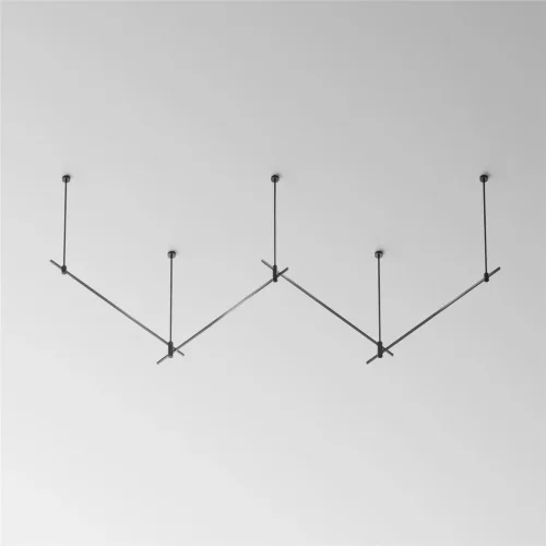 Готовая конструкция прямая 4м двухуровневая на жестких подвесах Long H804 мм без светильников и блока питания, черный (Черный) - фото