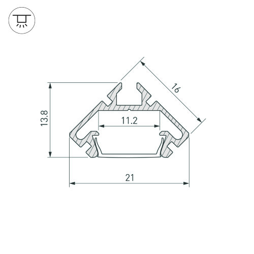 Профиль PDS45-LITE-2000 ANOD (Arlight, Алюминий) - фото 3