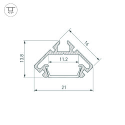 Профиль PDS45-LITE-2000 ANOD (Arlight, Алюминий) 023862