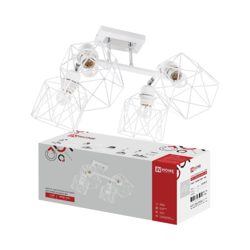 Люстра поворотная под лампу LOFT ATIKO-СLА-4E27L-WH 4хЕ27 белый, хром IN HOME - Фото