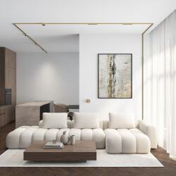 Светильник для трека SHINE GRILL со светодиодом, D74*H28, 48V DC, 6W, RA?90, 3000K, IP20, сатинированная латунь, алюминий, Denkirs DK5772-SB