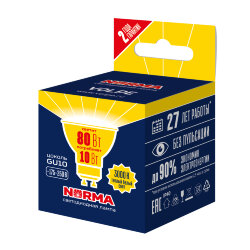 LED-JCDR-10W-WW-GU10-NR Лампа светодиодная, Форма JCDR, матовая, Серия Norma, Теплый белый свет 3000K, Картон