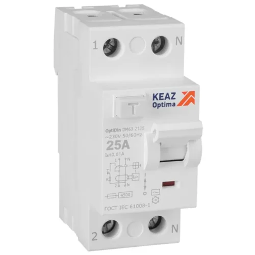 Выключатель дифференциального тока (УЗО) 2п 25А 10мА тип AC 4.5кА OptiDin DM63-2125 УХЛ4 КЭАЗ 343882 - фото