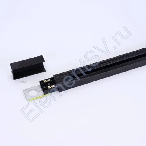 Трек для спотов 2L 2м NX10 (однофазный, 2 провода, усиленный, черный) - фото.