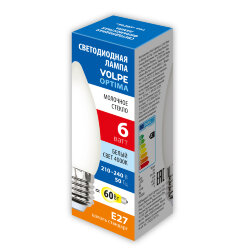 LED-C35-6W-4000K-E27-FR-SLF Лампа светодиодная, Форма свеча, матовая, Белый свет 4000K