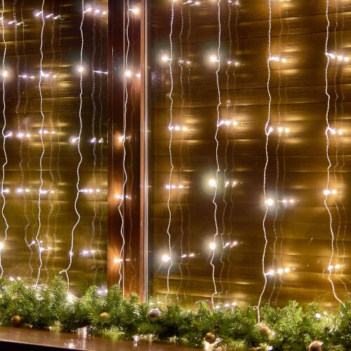 ULD-C3030-192-DTA WARM WHITE IP20 Занавес светодиодный, 3х3м, 192 светодиода, Теплый белый свет, Провод прозрачный, TM Uniel - фото 9