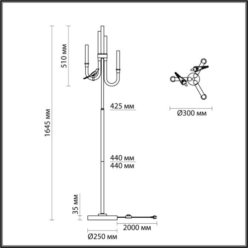 Торшер «ODEON LIGHT EXCLUSIVE» 5431/12FL, серия: LARK. Фото 2.