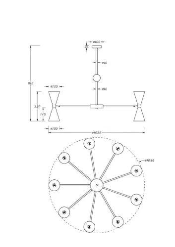 Подвесной светильник Vesper E14х18 (Белый и Золото) - фото 2