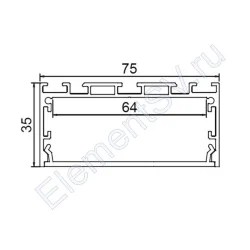 Алюминиевый профиль CX-A048-R1 322 (2500х75х35мм с рассеивателем)