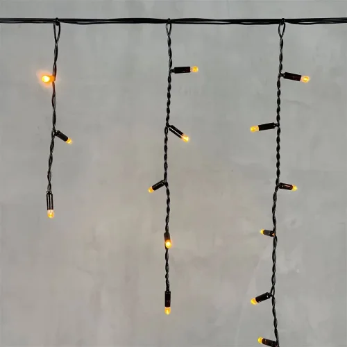 Гирлянда Бахрома с Колпачком 3,1 x 0,5 м Желтая 220В, 120 LED, Провод Черный ПВХ, IP65. Фото 2.