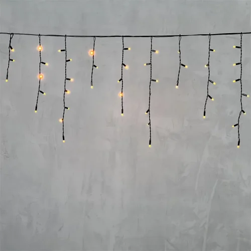 Гирлянда Бахрома с Колпачком 3,1 x 0,5 м Желтая 220В, 120 LED, Провод Черный ПВХ, IP65. Фото 6.