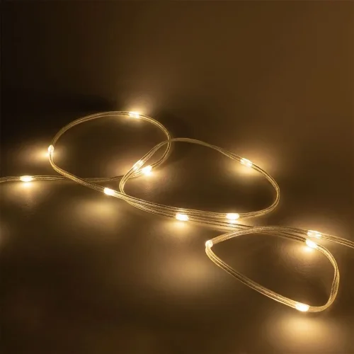 Гирлянда Роса Про 1м Тепло-Белая 24В, 10 LED, Провод Прозрачный ПВХ, IP65. Фото 2.