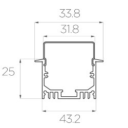Профиль врезной алюминиевый LC-LPV-2544-2 Anod