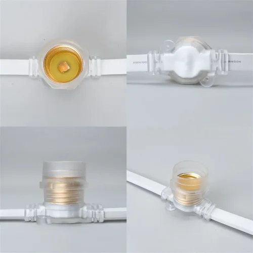 Белт-Лайт 10м, Провод Белый Каучук, Шаг 100 см, 10 Прозрачных Патронов, IP65. Фото 4.