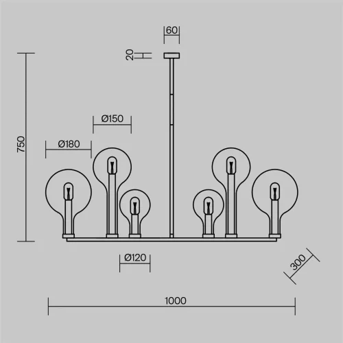 Подвесной светильник Status E14х6 (Черный) - фото 2