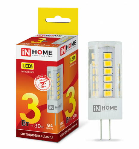 Лампа светодиодная LED-JC-VC 3Вт 12В G4 3000К 260Лм IN HOME - Фото