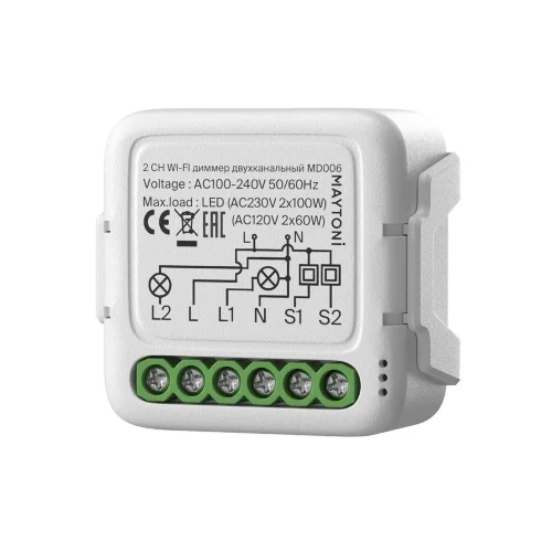Wi-Fi диммер двухканальный 200Вт (Белый) MD006 - фото