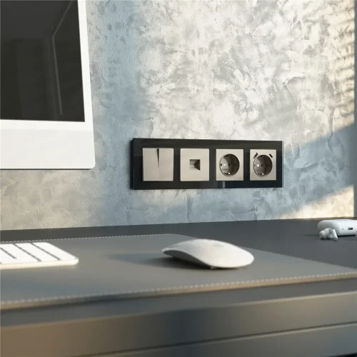 Розетка с заземлением, шторками и USB тип A+C (дымчатый) W1271704 - фото 2