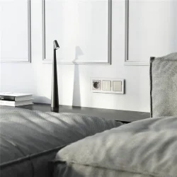 Розетка с заземлением, шторками и USB тип A+C (дымчатый) W1271704