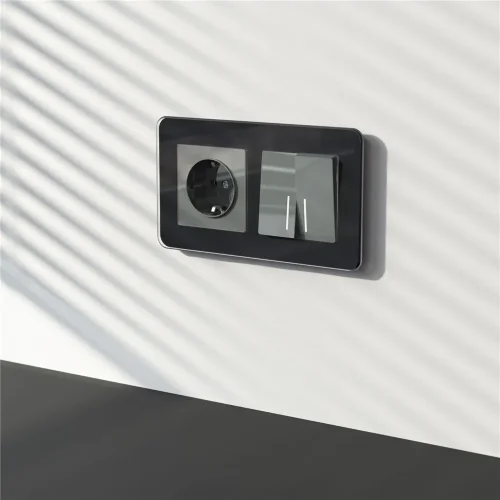 Выключатель двухклавишный с подсветкой (графит акрил) W1120144 - фото 2