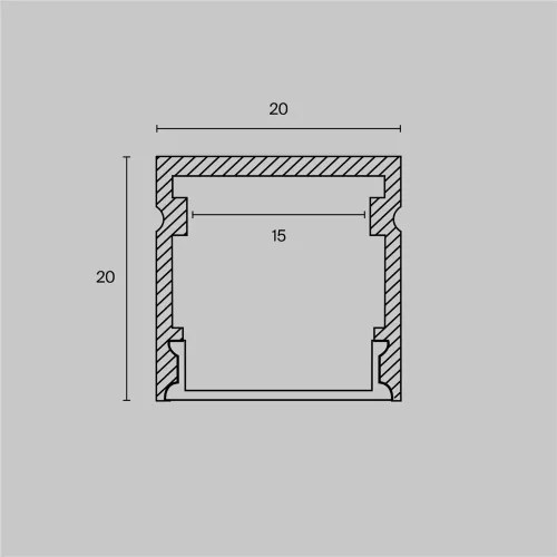 Алюминиевый профиль накладной 20×20 (Серебро, 2 м), ALM-2020-S-2M (Серебро) - фото 2