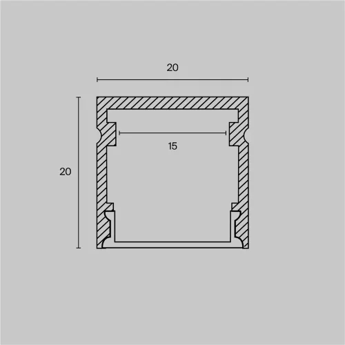 Алюминиевый профиль накладной 20x20 (Серебро, 2 м), ALM-2020-S-2M (Серебро) ALM-2020-S-2M - фото 2
