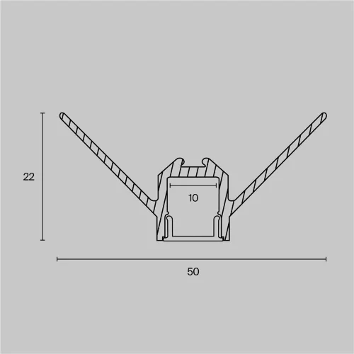 Алюминиевый профиль встраиваемый скрытого монтажа 50x22 (Серебро, 2 м), ALM-5022-S-2M (Серебро) ALM-5022-S-2M - фото 2