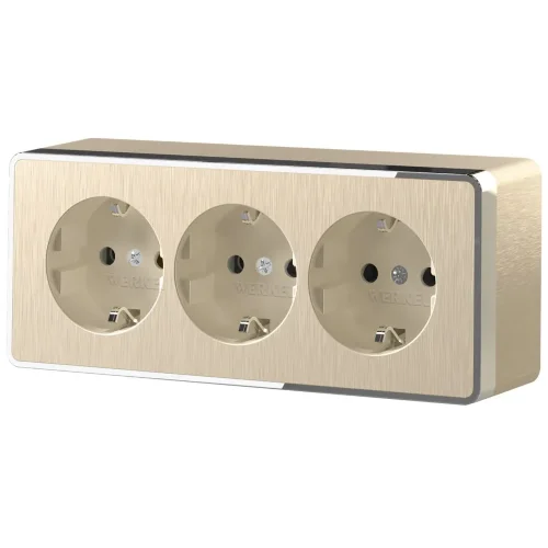 Розетка тройная с заземлением и шторками Gallant шампань рифленый W5073110 - фото