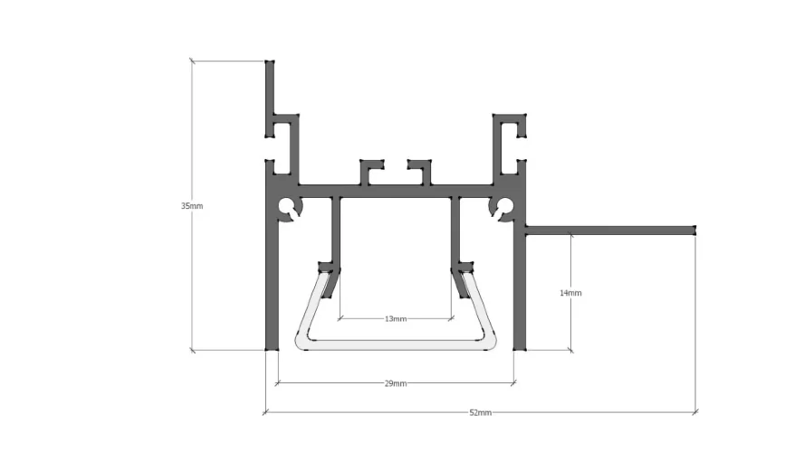 Алюминиевый профиль для натяжных потолков 703 (2500х35х52мм с рассеивателем) - фото II
