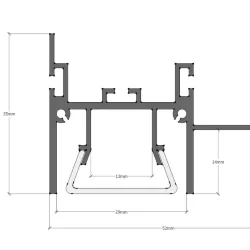 Алюминиевый профиль для натяжных потолков 703 (2500х35х52мм с рассеивателем)