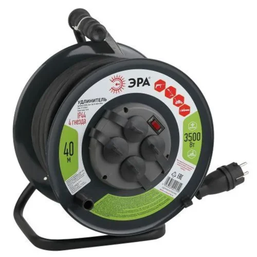 Удлинитель на метал. катушке 4х40м с заземл. 16А IP44 RMx-4es-3х2.5-40m-IP44(KG) КГ 3х2.5 Эра Б0043059 - фото