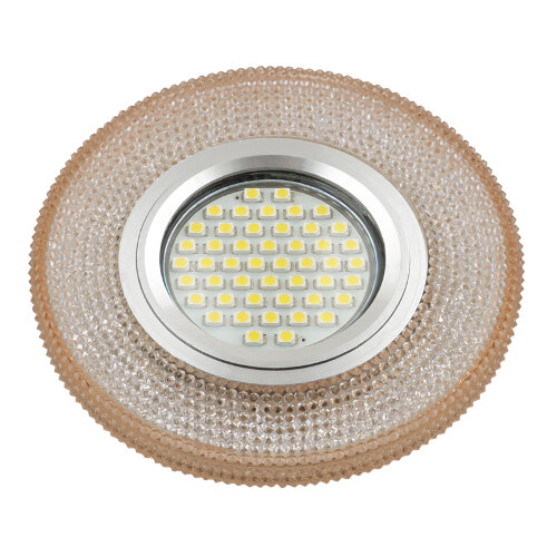 DLS-L142 GU5.3 GLASSY-LIGHT TEA Светильник декоративный встраиваемый, серия Luciole, Без лампы, цоколь GU5.3, Доп, светодиодная подсветка 3Вт, Стекло, Зеркальный-светло-коричневый - фото 1