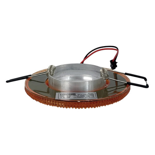 DLS-L142 GU5.3 GLASSY-LIGHT TEA Светильник декоративный встраиваемый, серия Luciole, Без лампы, цоколь GU5.3, Доп, светодиодная подсветка 3Вт, Стекло, Зеркальный-светло-коричневый - фото 3