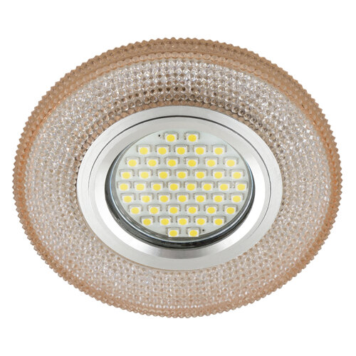 DLS-L142 GU5.3 GLASSY-LIGHT TEA Светильник декоративный встраиваемый, серия Luciole, Без лампы, цоколь GU5.3, Доп, светодиодная подсветка 3Вт, Стекло, Зеркальный-светло-коричневый - фото 5