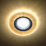 DLS-L142 GU5.3 GLASSY-LIGHT TEA Светильник декоративный встраиваемый, серия Luciole, Без лампы, цоколь GU5.3, Доп, светодиодная подсветка 3Вт, Стекло, Зеркальный-светло-коричневый - фото 6