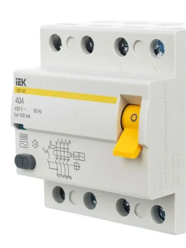 Выключатель дифференциального тока (УЗО) 4п 40А 100мА тип AC ВД1-63 KARAT IEK MDV10-4-040-100 - фото 8