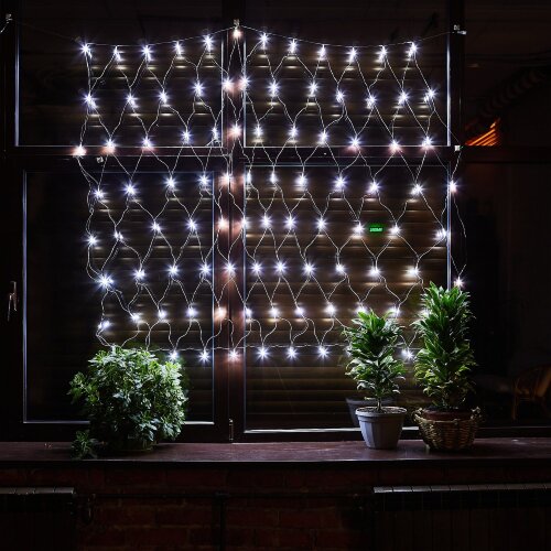 ULD-N1515-96-STK WHITE IP44 Сетка светодиодная со статическим свечением, 1.5х1.5м, Соединяемая, 96 светодиодов, Белый свет, Провод прозрачный, TM Uniel - фото 8