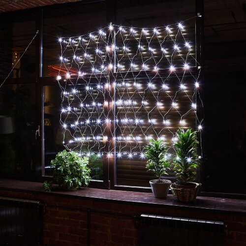 ULD-N1515-96-STK WHITE IP44 Сетка светодиодная со статическим свечением, 1.5х1.5м, Соединяемая, 96 светодиодов, Белый свет, Провод прозрачный, TM Uniel - фото 7