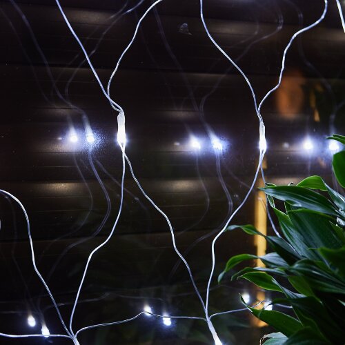 ULD-N1515-96-STK WHITE IP44 Сетка светодиодная со статическим свечением, 1.5х1.5м, Соединяемая, 96 светодиодов, Белый свет, Провод прозрачный, TM Uniel - фото 13