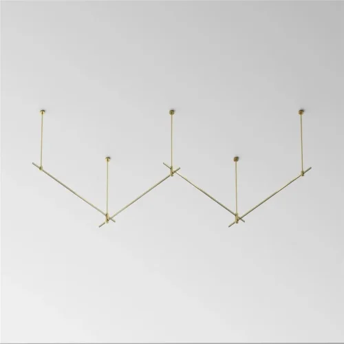 Готовая конструкция прямая 4м двухуровневая на жестких подвесах Long H804 мм без светильников и блока питания, латунь (Латунь) - фото