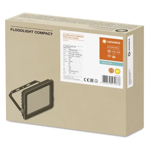 Прожектор светодиодный 50W/3000K (=400W) IP65 4500Lm Симметричный 100° Белый | FLOODLIGHT COMPACT | - LEDVANCE. Фото 5
