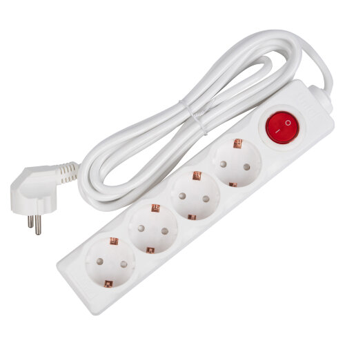 S-GCD4-3B Удлинитель Uniel серии Стандарт, с-з, 4 гн., шнур 3 м, выкл. - фото 1