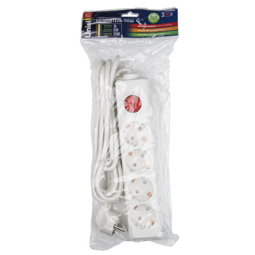 S-GCD4-3B Удлинитель Uniel серии Стандарт, с/з, 4 гн., шнур 3 м, выкл. - фото