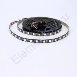Светодиодная лента LUX class, 5050, 60 led/m, V62B, RGB-SPI (WS2812B), 5V, черный шлейф, IP20