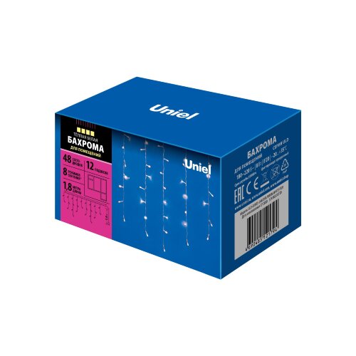 ULD-B1805-048/DTA WARM WHITE IP20Бахрома светодиодная с контроллером, 1,8 м. 48 светодиодов.Теплый белый свет. Провод прозрачный. - фото