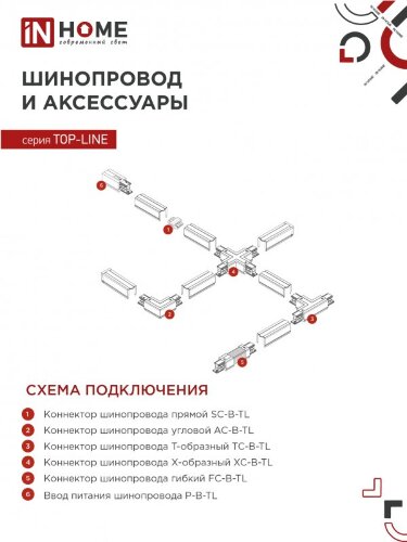 Светильник трековый TR-GU10-TL 2RB под лампу GU10 черный IN HOME - Фото 6