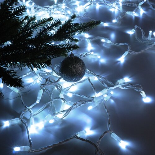 Новогодняя гирлянда нить белый с эффектом мерцания 10м IP65 - Фото 2